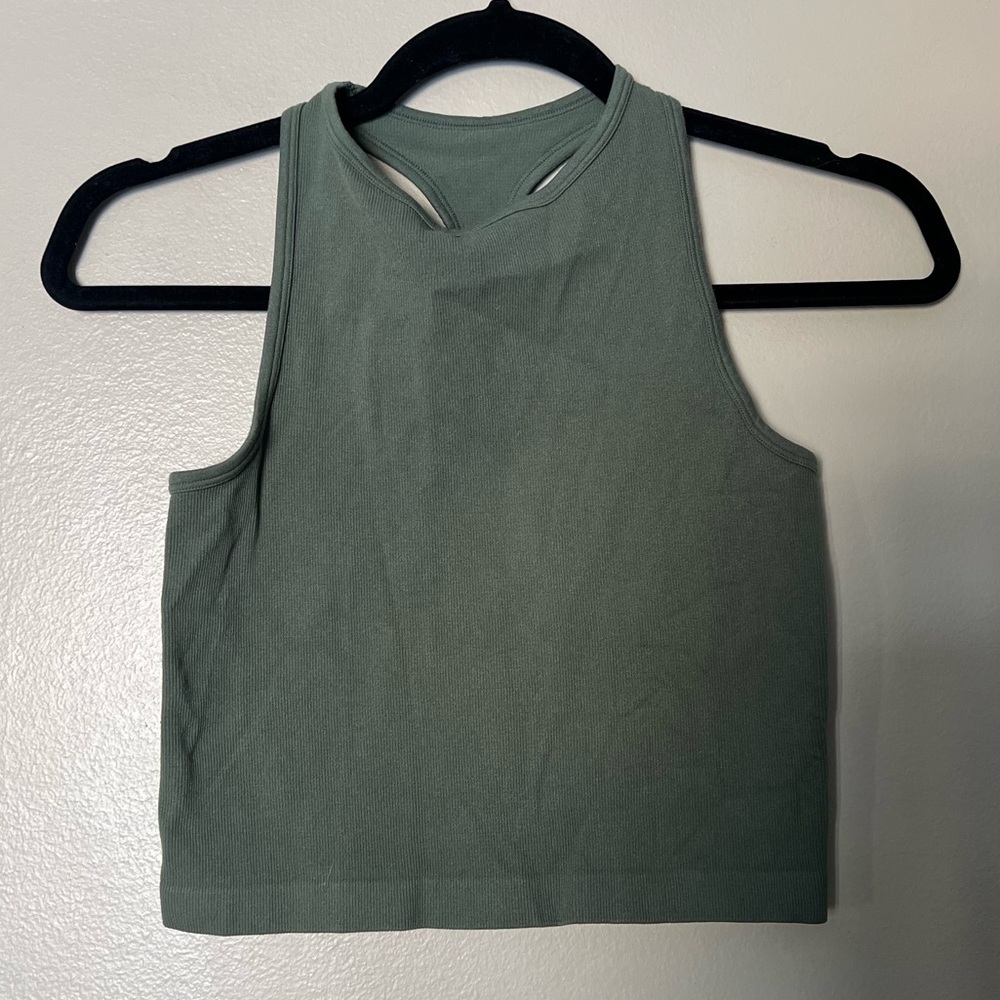 FP Movement by Free People Olive Green Crop Tank Top